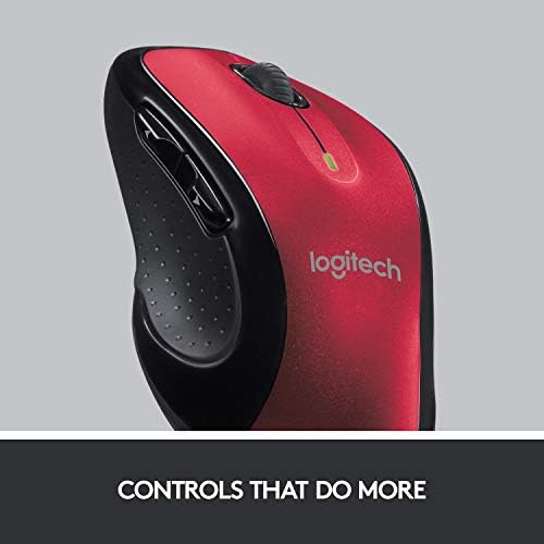Mouse de computador sem fio LOGITECH M510-forma confortável com receptor unificador USB, botões traseiros/para frente e rolagem de um lado para o outro-vermelho
