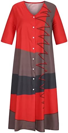 Mulheres de botão de botão para baixo vestido de vestido maxi kaftan haft v vestidos longos de pescoço 2023 vestido de tamanho grande de verão
