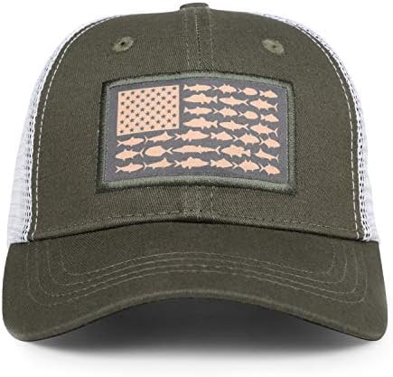 Chapéu de pesca de bandeira americana - Mesh de malha ao ar livre ajustável Snapback Fish Flag Hat