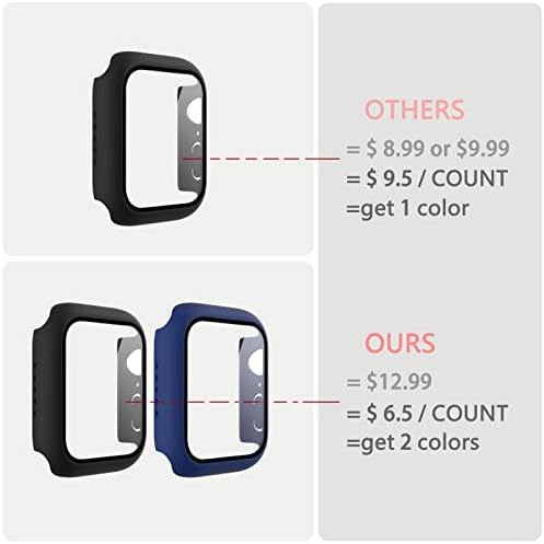 DB11 2Pack Case fosco compatível com a Apple Watch Series 7 Protetor de tela 41mm 45mm, cobertura de face rígida protetora vidro temperado para iwatch s7