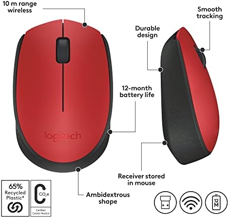 Logitech Wireless Mouse M171 Red-K