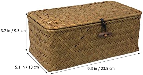Gavetas de armazenamento de doitool caixa de vime caixa de ervas marinhas com tampa de cesta de