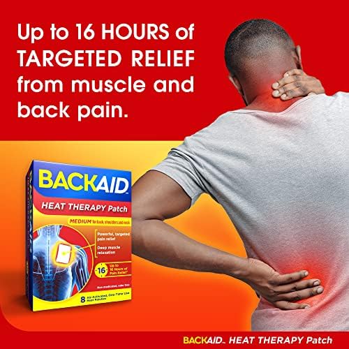 Backaid therapy terapia, almofada de aquecimento portátil, médio para as costas, ombros e alívio da dor no pescoço, 8 contagem, branco
