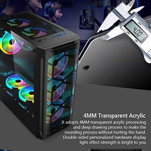 Caixa Hdyd ATX, Caixa de jogos para PC de torre média ATX/M -ATX/ITX - Porta USB 3.0 da E/O Front - Painéis laterais totalmente transparentes - O resfriamento de água está pronto - com ventilador RGB