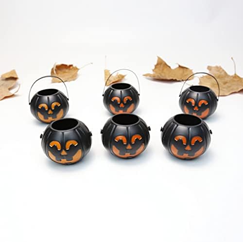 Decoração de Kesyoo LED 12pcs Halloween Pumpkin Candy Bucket Flue ou Treat Pumpkin Basket Halloween Candy Decor Decoração para Ornamentos pretos pretos de Halloween