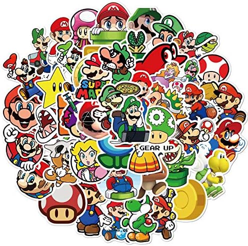 Adesivos de desenho animado Mario para crianças e adolescentes, adesivos de jogo legais para