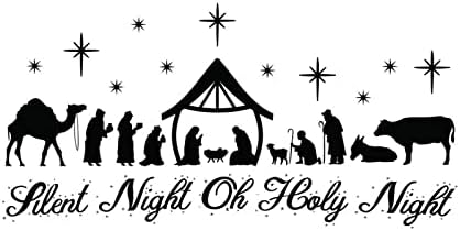 Silent Night Oh Santa Night Parede Decalques Adesivos Motivacional de Natal Baby Jesus Decalques de parede Decalques