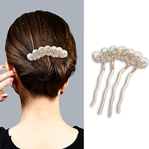 Kuuguu 3 PCs Flor Floral Hair Combs Bridal Hair Hair Pin Crystal Rhinestones Hairpin Women Hair Side penteados