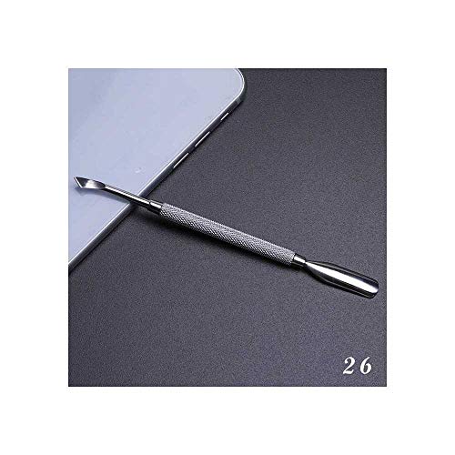 1PCS Removedor de cutículas de cutículas de ponta dupla de ponta de aço inoxidável manicure pedicure pusher fork tcissor trimmer 2-ways unha ferramenta, 24