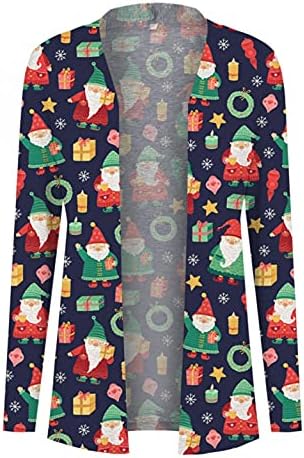 Cardigã de Natal feminino NLOMOCT Frente aberta elegante neve fofo manual de abóbora impressão gráfica moletons de manga longa blusa de manga longa