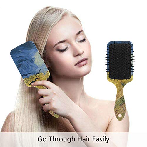 Vipsk Air Almofada Escova de Cabelo, Cronto de Van Gogh Colorido de Plástico, Boa massagem adequada e escova de cabelo anti -estática para cabelos secos e úmidos, grossos, encaracolados ou retos