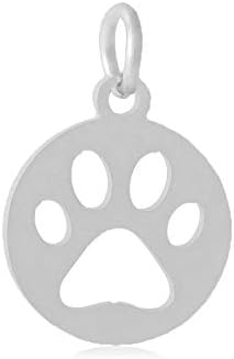 3pc aço inoxidável prata redonda gato cão pata de impressão com loop para fabricação de jóias, colares - hipoalergênicos