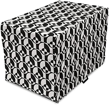 Capa de caixa de cães em preto e branco lunarável, círculos com formas redondas internas dentro do estilo de