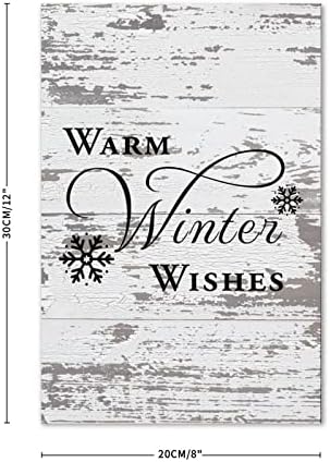 Alioyoit Vintage Style Wood Placa com Natal dizendo que os desejos de inverno quentes viverem na parede pendurada na parede decorar sinal de madeira para a sala de jantar sala de estar na fazenda de cozinha decoração de casa 8x12inch