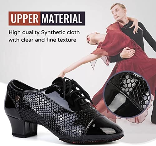 Tinrymx Men Sapatos de dança latina Lace-up Ballroom padrão de salsa moderna Salsa Practice Sapatos de