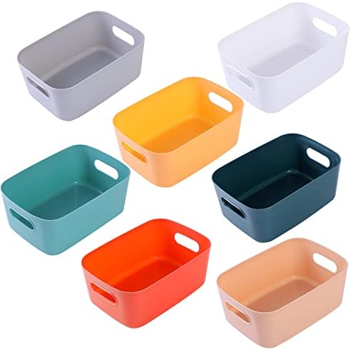 Bins de armazenamento de plástico hapileap, cestas de armazenamento de múltiplas organizações de cores para cozinha,