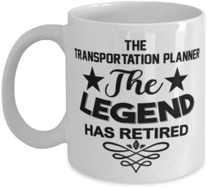 Planejador de transporte Caneca, a lenda se aposentou, idéias de presentes exclusivas para o planejador de transporte, copo de chá de caneca de café branco