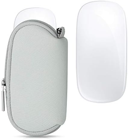 Case de neoprene Kwmobile compatível com Apple Magic Mouse 1/2 - Case para mouse bolsa macia bolsa de transporte - cinza claro
