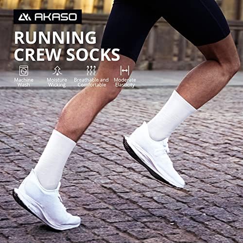 Tripulação Akaso Running Socks Breathable - meias atléticas com Coolmax para homens e mulheres