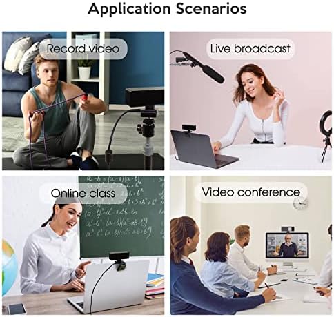 Toallin 2K Webcam QHD, rastreamento automático da AI, webcam de controle de gestos com microfone, webcam USB de zoom 2x para transmissão ao vivo, videoconferência e aula on-line, compatível com Mac e PC