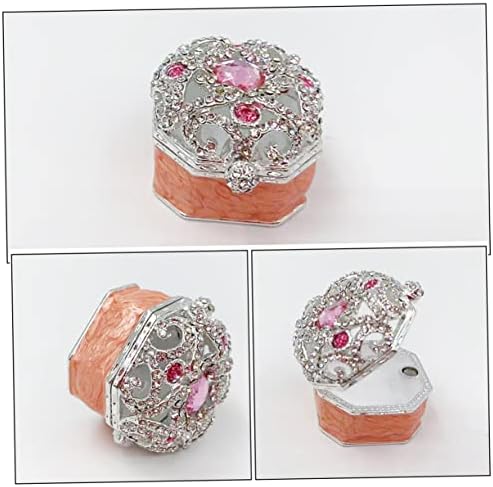 ABAODAM 4PCS Caixa de joias octogonais Crafts de jóias de liga rosa