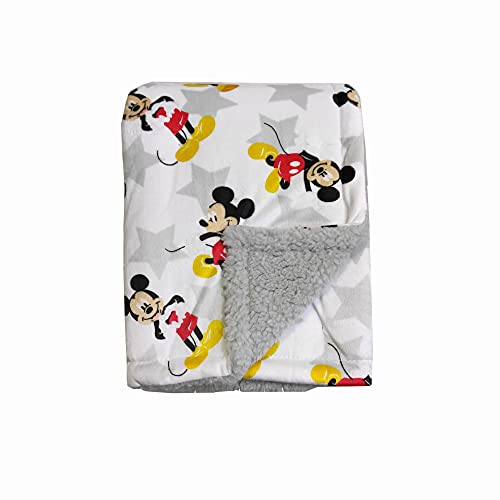 Disney Cudlie Baby Boy Mickey Mouse MNK/Sherpa Blanket com Super Star Print