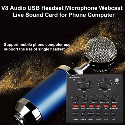 FZZDP USB 5.0 Cartão de som de áudio USB Headset externo Microfone Webcast Live Broadcast Sound Card