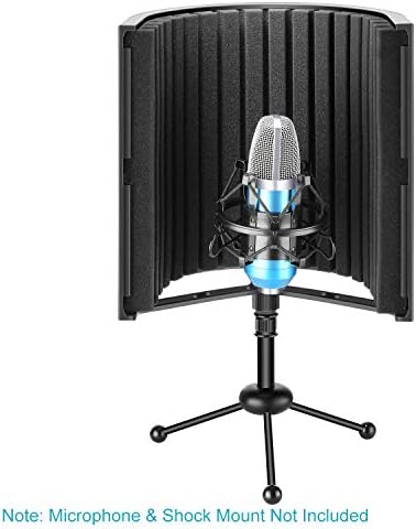 NEEWER Tabletop Compact Microfone Isolation Escudo com suporte de tripé, espuma absorvente de som de microfone para gravação de som de estúdio, podcasts, vocais, canto, transmissão