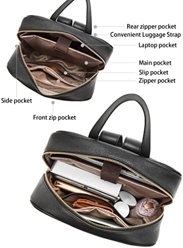Mochila de laptop de couro Bostanten para mulheres 15,6 polegadas Bolsa de computadores da faculdade de mochila