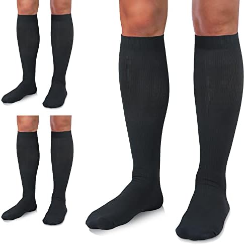 Meias de compressão médica de Uusocks para mulheres e homens 3 pares 20-30 MMHG Knee High Compression meias
