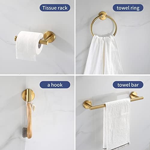 Conjunto de hardware do banheiro Hinmood Conjunto de toalhas de ouro de ouro 10pcs Aço inoxidável 16 '