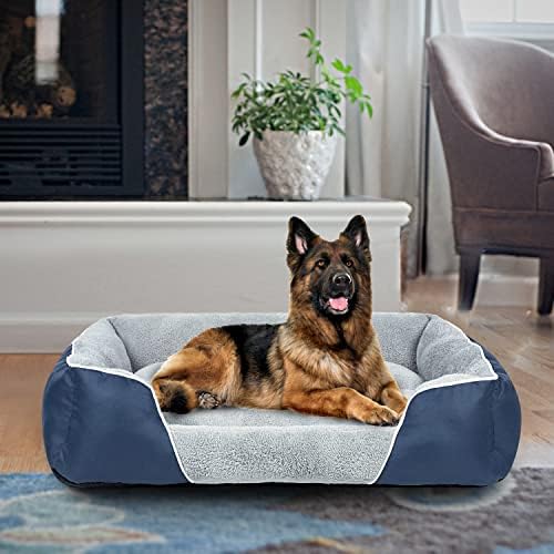 Cama de cachorro riromgy para cães jumbo, máquina de retângulo lavável cães aquecendo sofá de estimação
