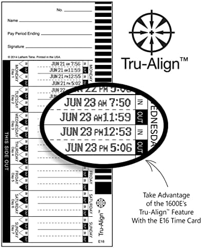 Lathem Weekly Tru-Align Cards, de um lado para uso, para uso com relógio de tempo Lathem 1600e, 100 pacote