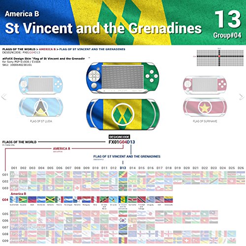 Sony PSP-E1000 / E1004 Design Skin Bandeira de São Vincent e Granadinas Adesivo de Decalque para