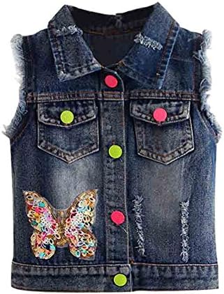 Resto jeans de lama para meninas de botão com botão manipuloso lapela retro rasgada