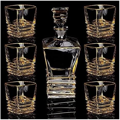Whisky Decantador Whisky Decanter Wine Decanter Decanter de uísque e copos Definir cristal de copo com 6 xícara