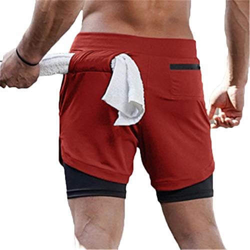 Andongnywell Men's 2 em 1 shorts de corrida Ginástica Quick Dry Compressão interna calça de calça curta com bolso