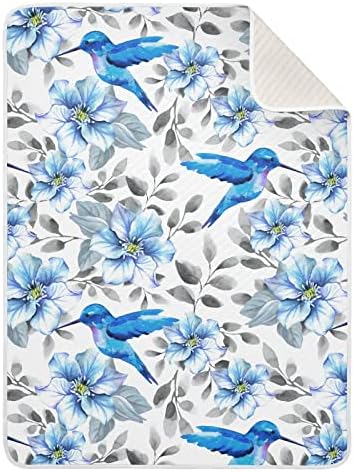 Cobertores de bebê de pássaros florais azuis para meninos Super macio macio e quente Cobertores