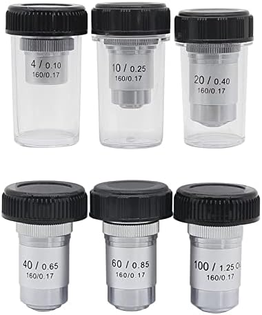 Acessórios para microscópio lente objetiva achromática 4x 10x 20x 40x 60x 100x Laboratory Bio-microscópio