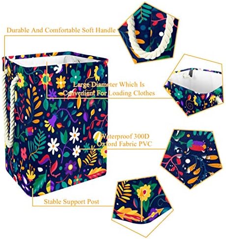 Mapolo Laundry Turgo Colorido Colorido Floral Dobrável Cesta de Armazenamento de Lavanderia com alças
