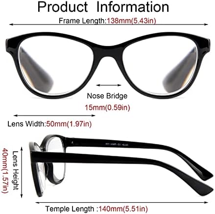 Hyyiyun Alta ampliação de óculos de leitura de potência para mulheres 4,00-6,00,3 Pacote de mola de