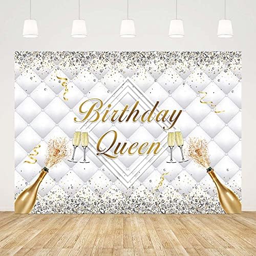 Aibiin 10x7ft Aniversário Rainha Caso -pano Glitter Diamond Cabeldeira Decorações de festa de aniversário feminino