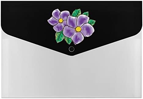 Pasta de arquivos de expansão de flores violeta africana portátil 6 bolsos acordos de documento de documentos de document