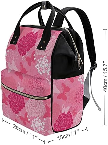 Mochila de fraldas da Butterfly Pink Dahlia Backpack Back de mamãe à prova d'água Backpack de grande capacidade