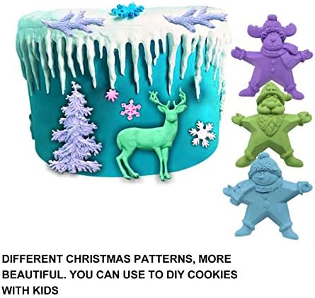 Artibetter Silicone Gummy Moldes 5pcs Moldes de Natal Bolo de Fondant de Christmas para Cera de Chocolate Cera Mullha Sabão Sabão Candle Clay Ferramentas