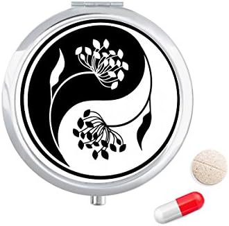 Cultura yin-yang preto branco flor de pílula de estojo de bolso de bolso caixa de armazenamento dispensador de recipiente