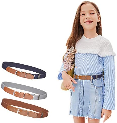 Awaytr Kids Girls Celts Elastic - 3 PCs Cinturão uniforme ajustável para meninas e meninos, Fit 3-10 anos