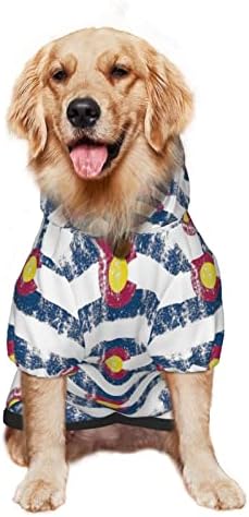 Capuz de cachorro grande com capuz vintage-colorado-state-flag roupas de roupas de estimação com chapéu