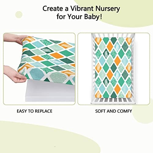 Folha de berço com tema com estampa de Rhombus, lençóis de colchão de berço padrão folhas de colchão de berço