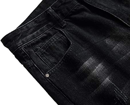 Jeans rasgados Qimyum, jeans, angustiados destruídos Slim Fit Fit Leg Denim calças